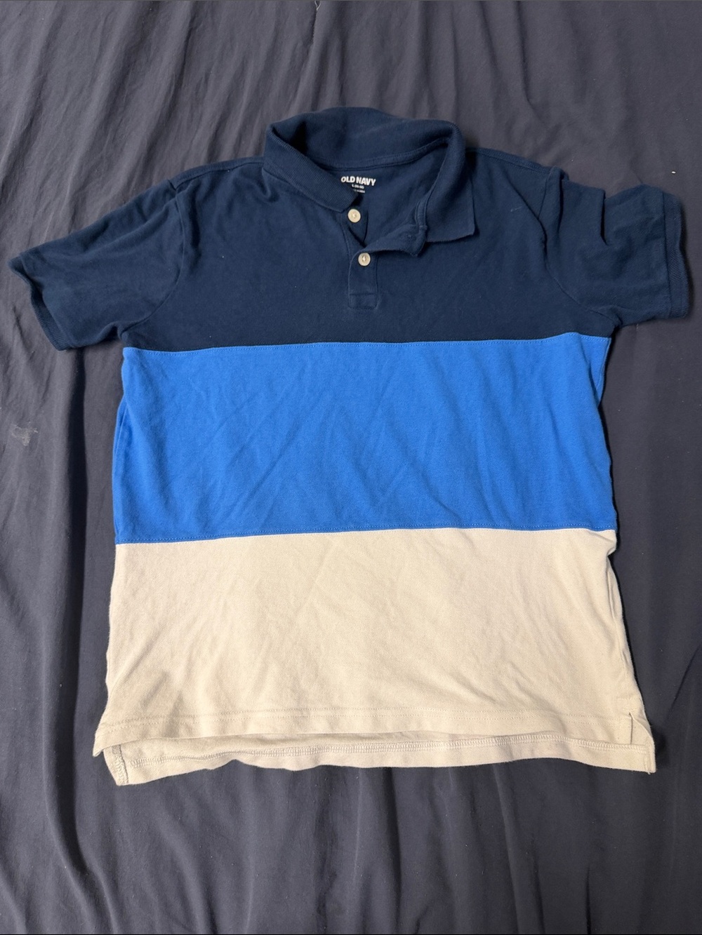 Old Navy Boys Colorblock Polo in Navy, Blue, Beige